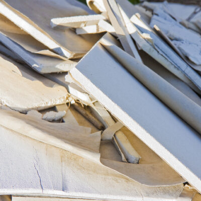 Demolished plasterboard panel - image with copy space